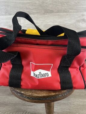 Vintage 1990s Marlboro Soft Sided Insulated Travel Cooler Lunch Bag Red Black